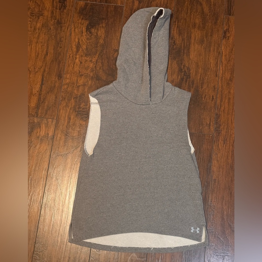 Under Armour Sleeveless Hoodie Mens XS Gray Pullover Sweatshirt Athletic Gym UA - Picture 2 of 14